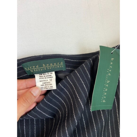 NWT VTG Harve Benard  Pin Striped Skirt 100% Wool Knee Length Size 12 *HOLES* - Picture 3 of 14
